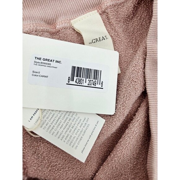 New The Great Knits Cropped Sweatpant Womens 0 0-2 Carnation Pink Cotton - Picture 4 of 5